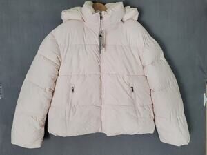 Women's Cropped Puffer Jacket Warm Winter Jacket with Removable Hood Large